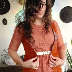 Vintage reversible faux suede handmade scarf vest